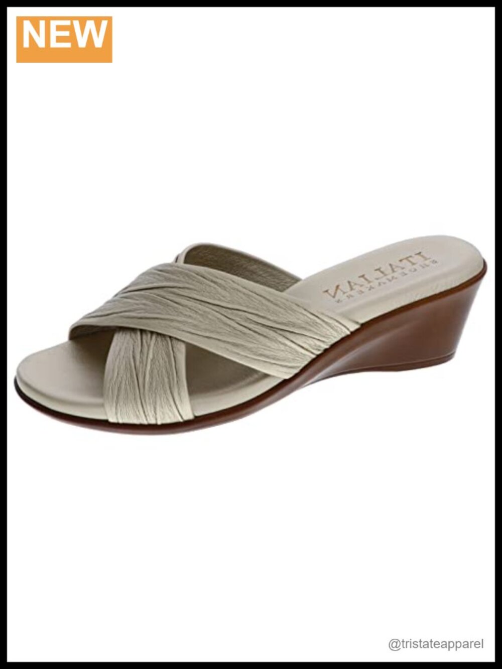 Wedge Slide Sandal Open Toe Padded Footbed Slip On